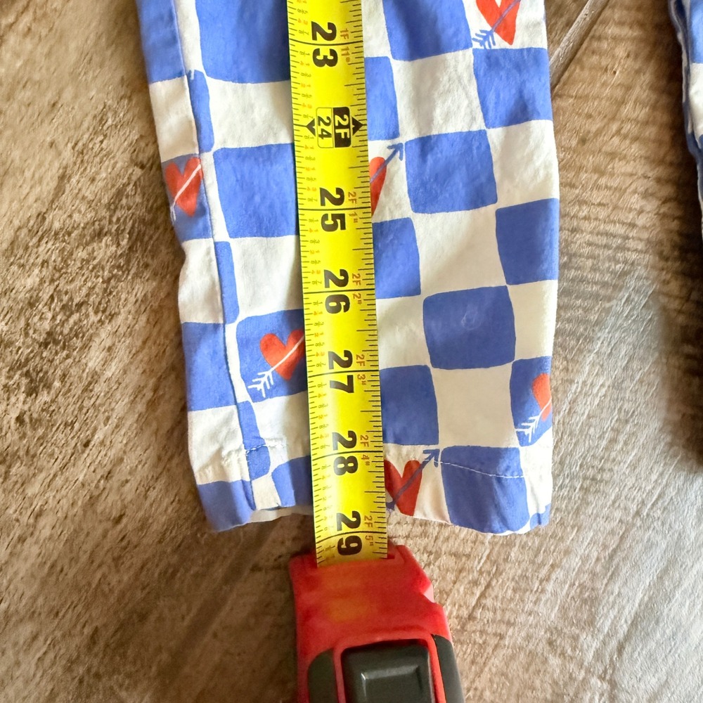 Hanna Andersson Toddler Checkered Heart Coveralls Romper, Blue White Red, 3T - Picture 6 of 9